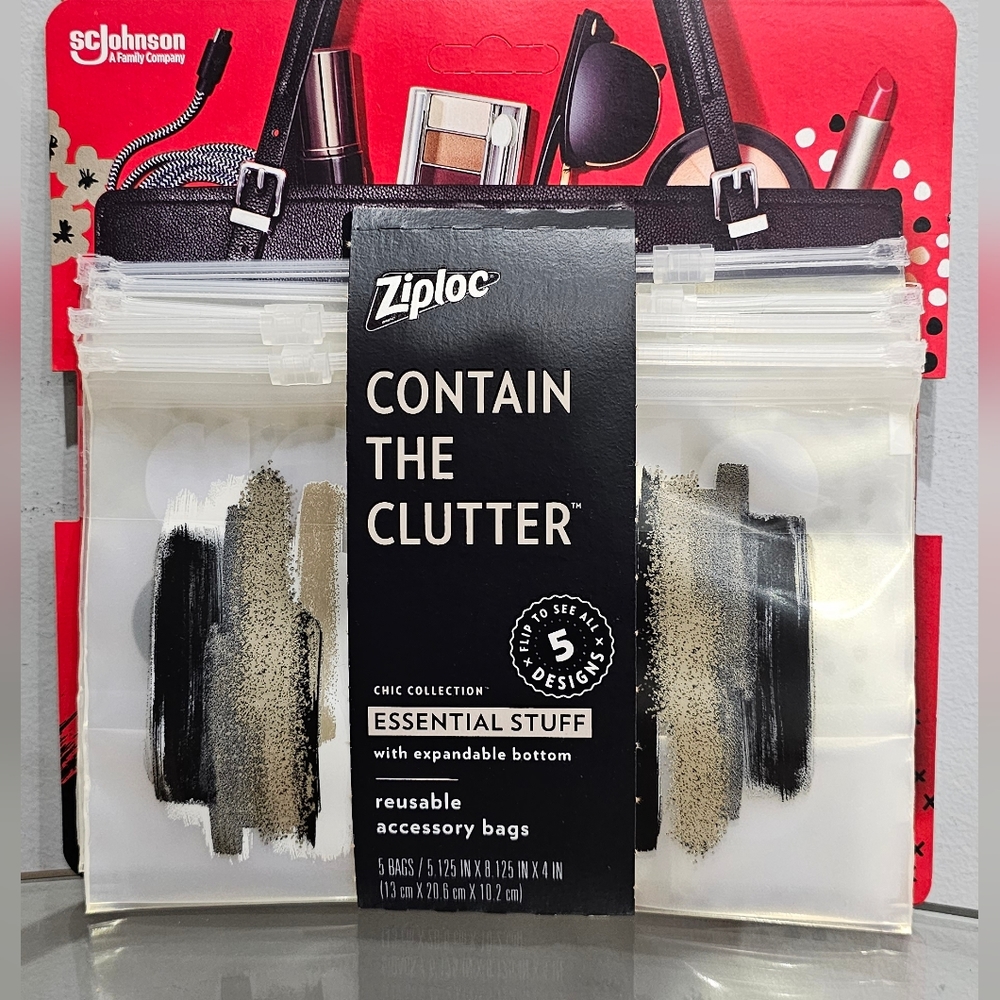 Ziploc contain the clutter Chic Collection reusable accessory bags 5 Pack